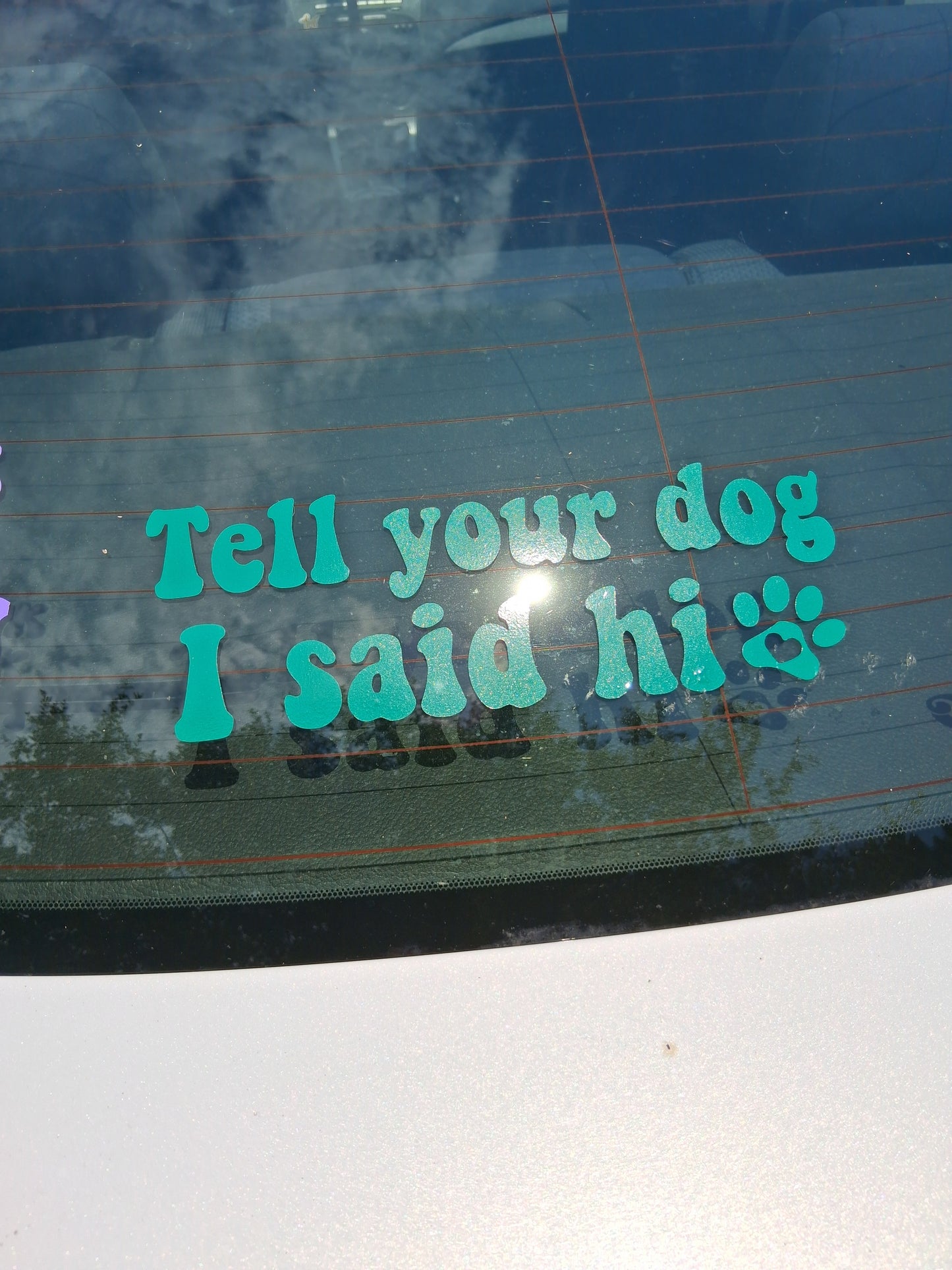 “Tell your dog I said hi” car decal