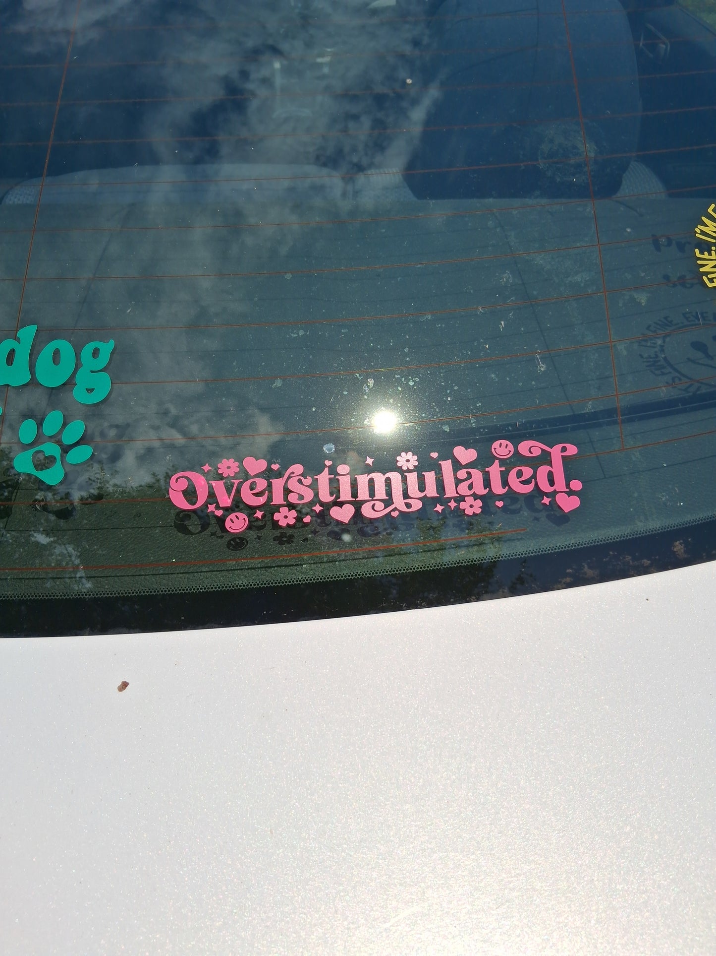 “Overstimulated” car decal