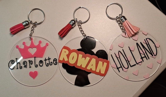 Custom keychains/backpack tags