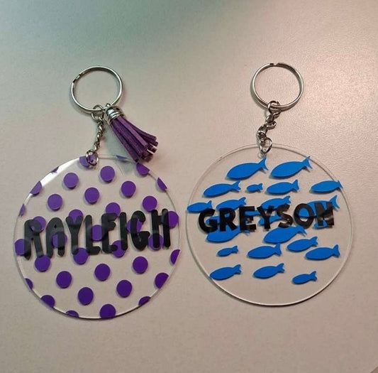 Custom keychains/backpack tags