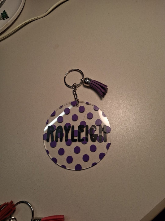 Custom Polka dot Bookbag tag/keychain
